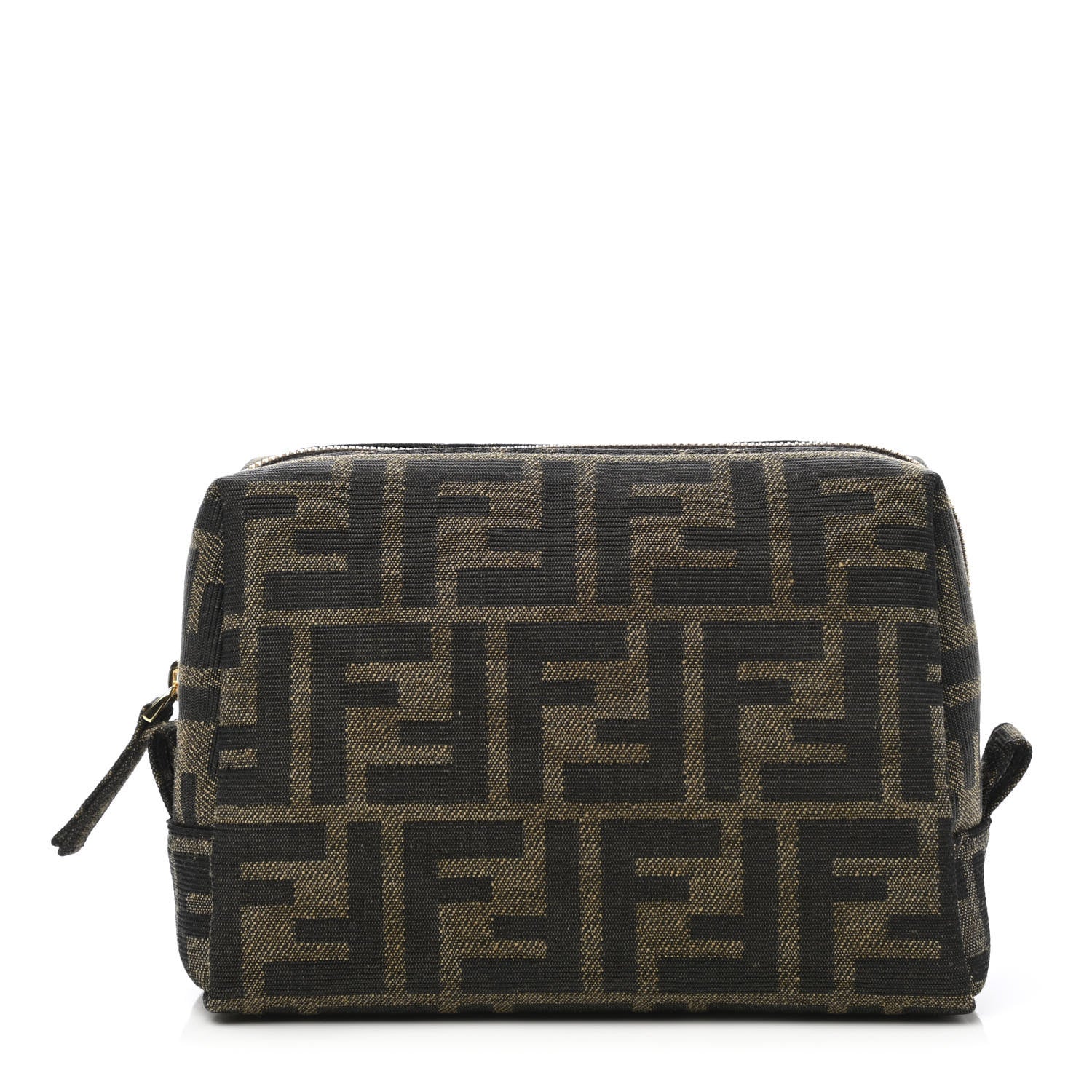 Fendi Fabric Jacquard FF 1974 Small Trapezoid Beauty Pouch Tobacco Moro Black 1 of 8