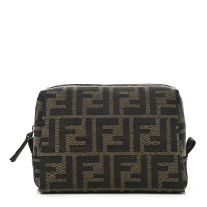 Fendi Fabric Jacquard FF 1974 Small Trapezoid Beauty Pouch Tobacco Moro Black 1 of 8