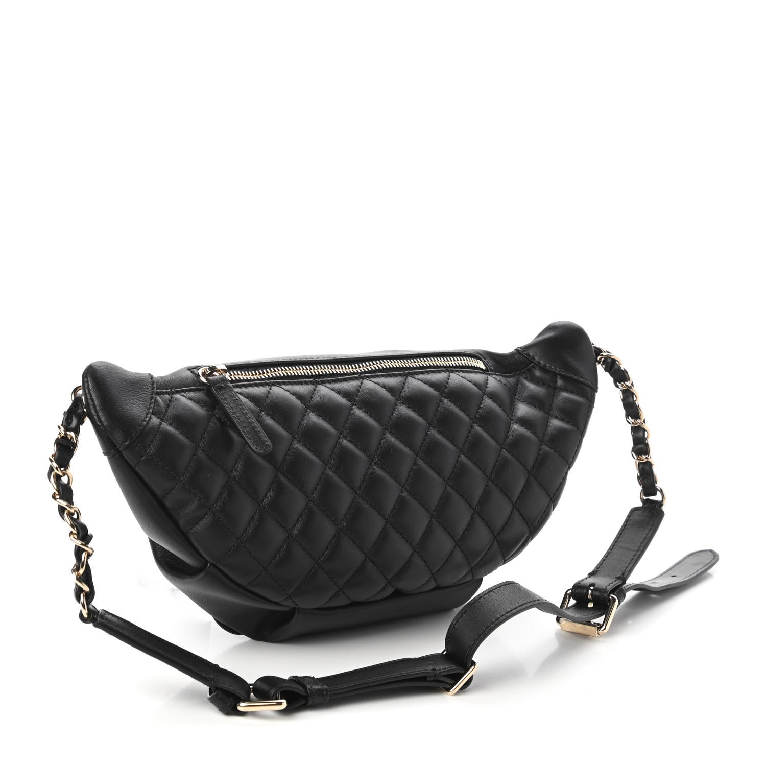 Chanel Lambskin Quilted Waist Bag Fanny Pack Black 3 of 11
