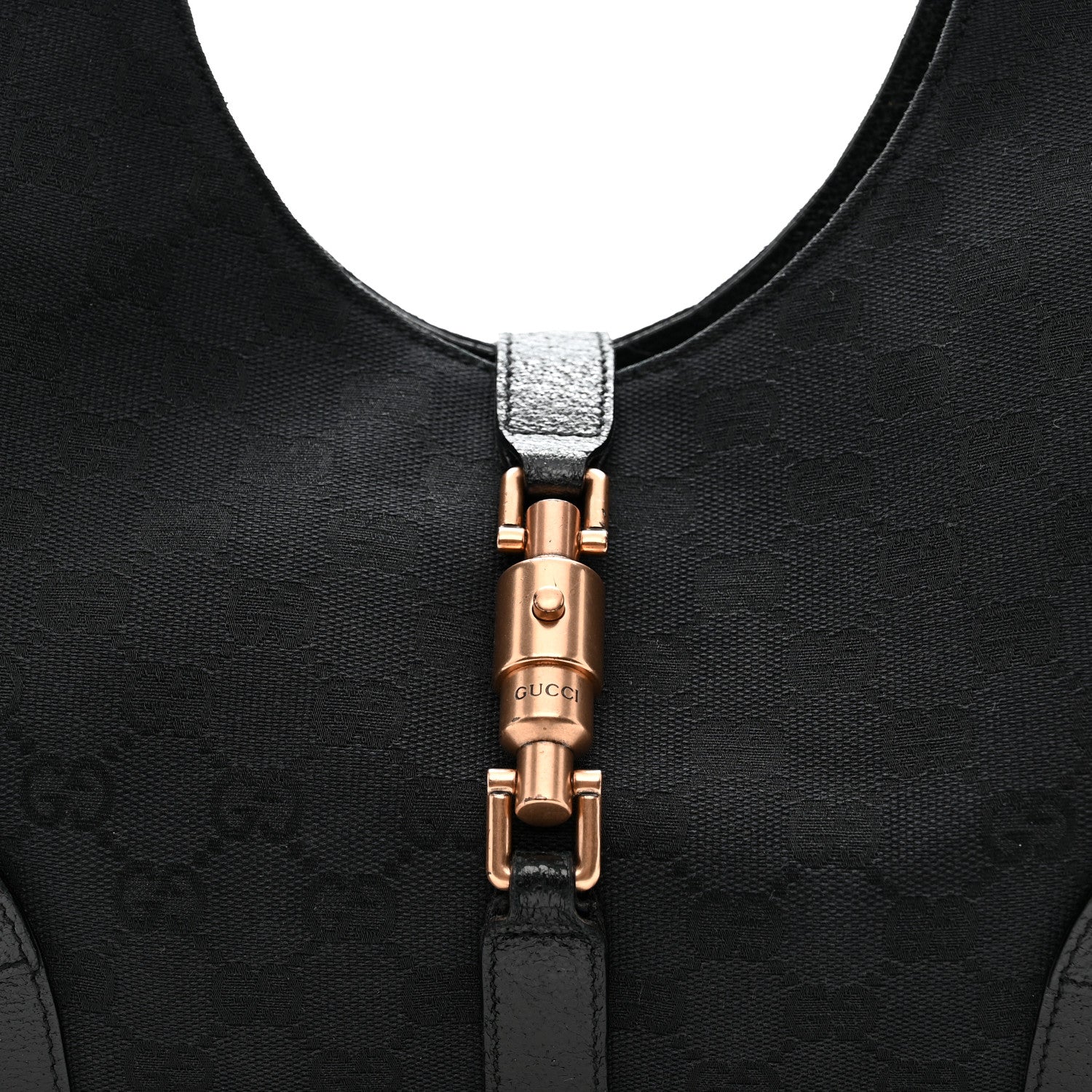 Gucci Monogram Calfskin Large Bardot Tote Black 8 of 13