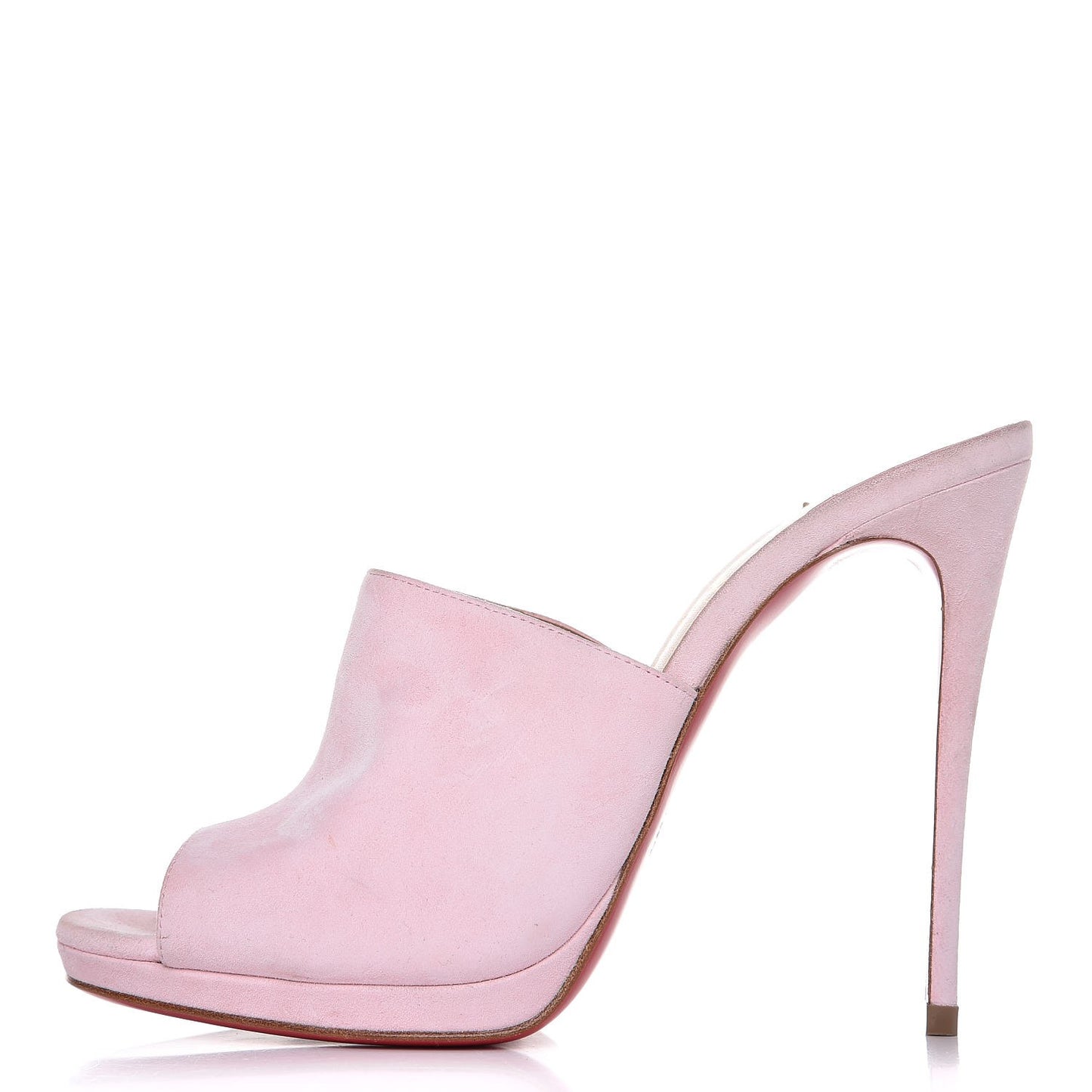 LOUBOUTIN Suede Submuline Fleur Paillette 120 Platform Slide Sandals 37 Pompadour