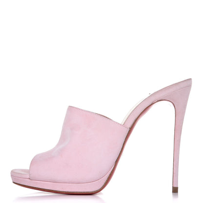 Christian Louboutin LOUBOUTIN Suede Submuline Fleur Paillette 120 Platform Slide Sandals 37 Pompadour 1 of 12