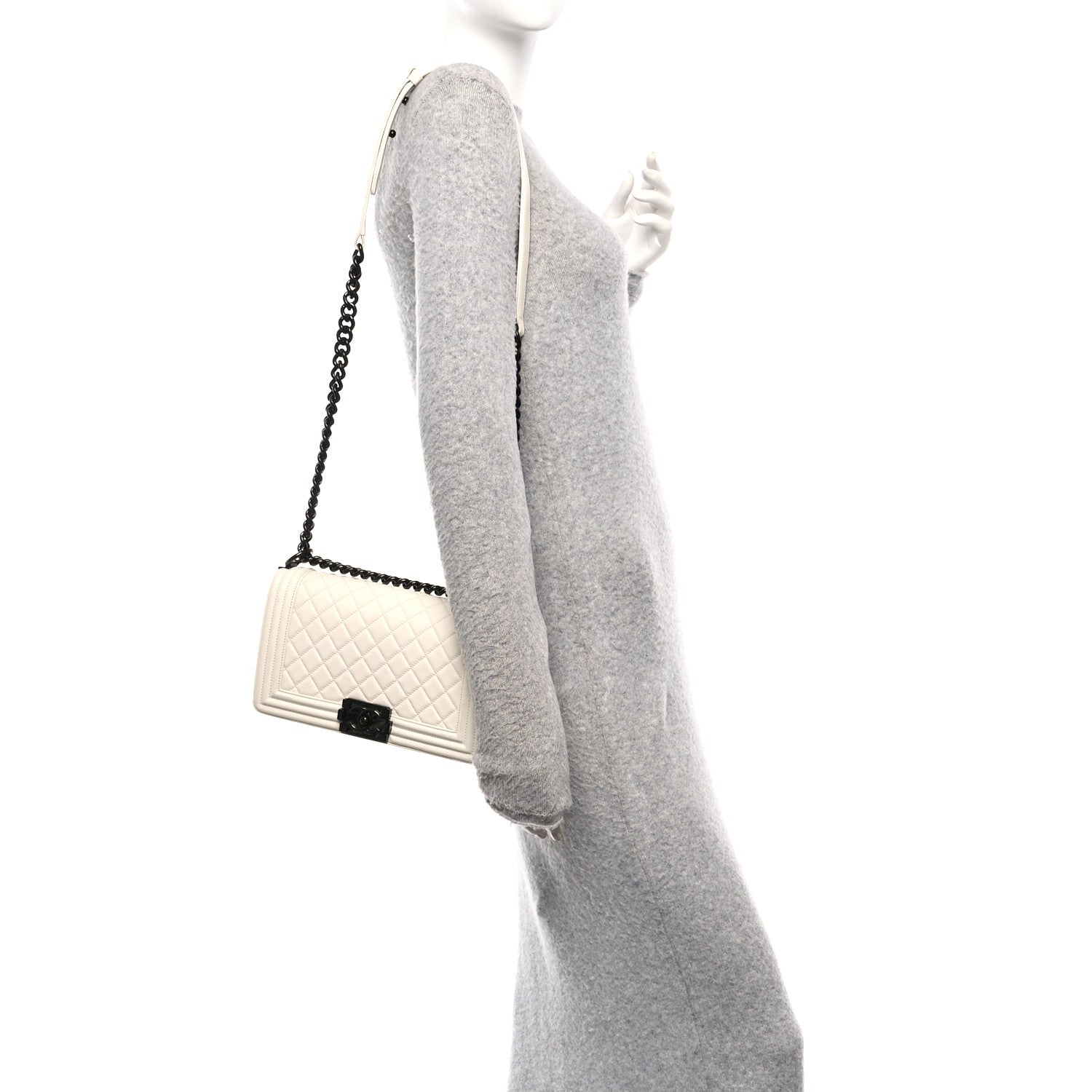 Chanel Calfskin Quilted Medium Boy Flap White 2 of 12