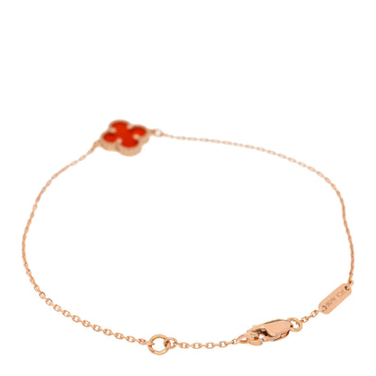 Van Cleef & Arpels 18K Rose Gold Carnelian Sweet Alhambra Bracelet 2 of 4