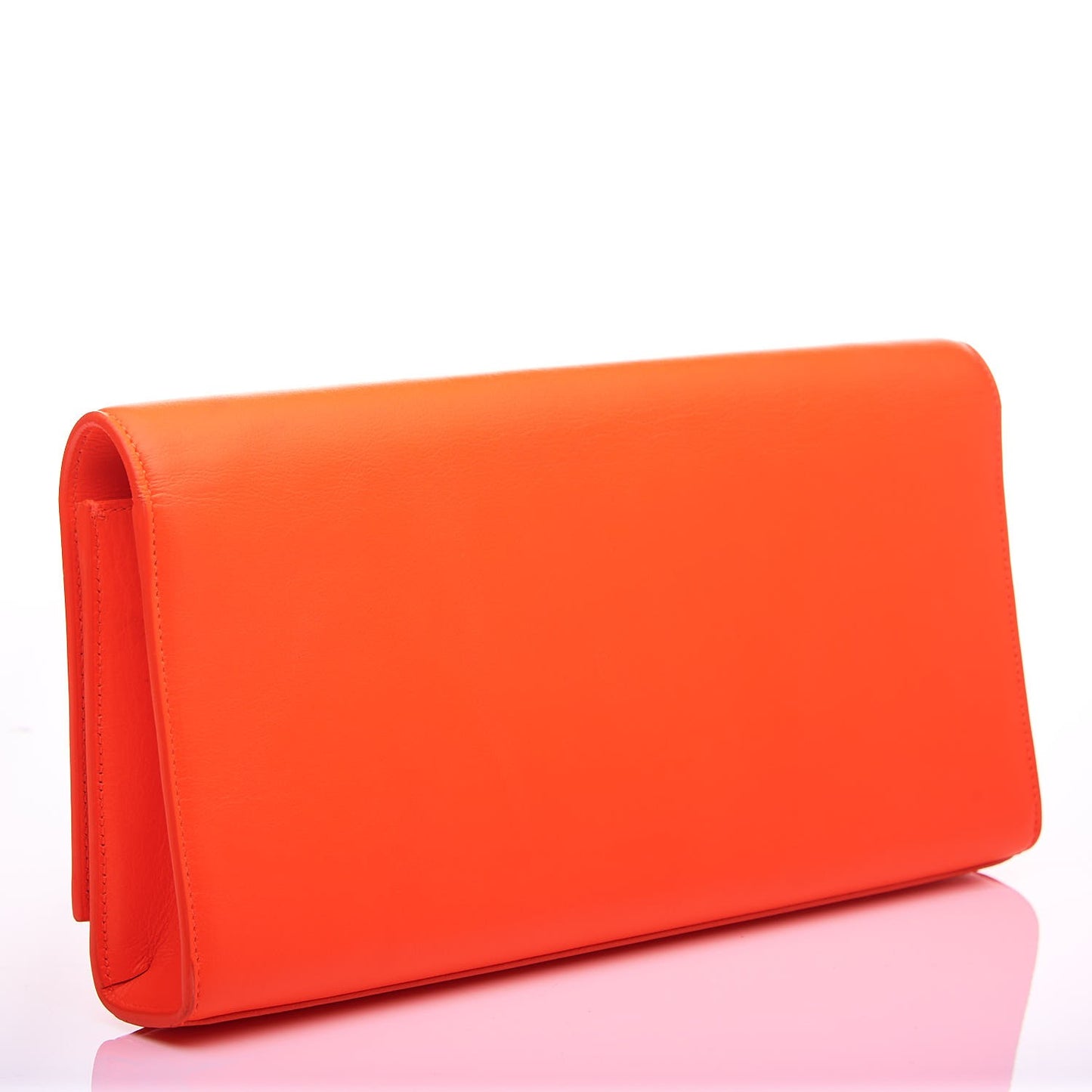 Calfskin Classic Monogram Clutch Neon Orange
