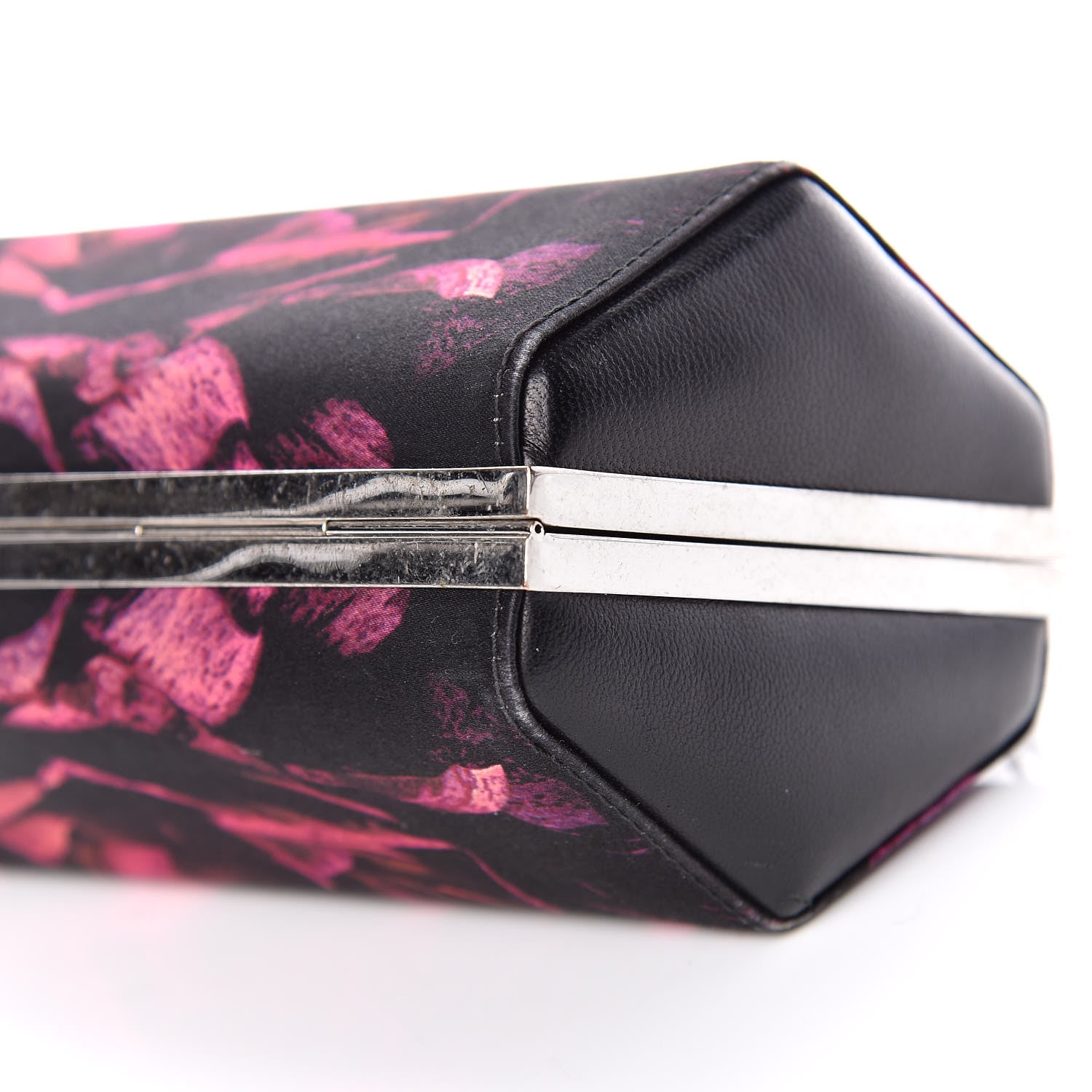 Alexander McQueen Silk Night Flowers Hexagon Skull Chain Clutch Multicolor Black 9 of 9