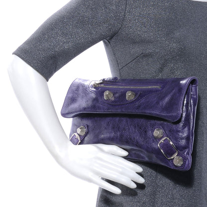 Balenciaga Agneau Giant Silver Hardware Envelope Clutch Dark Violet 2 of 7
