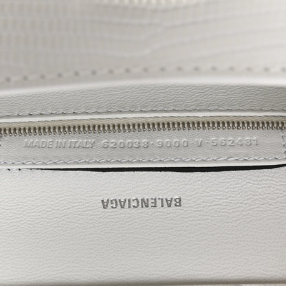 Balenciaga Patent Calfskin Lizard Embossed Medium Ghost Shoulder Bag Optic White 7 of 11