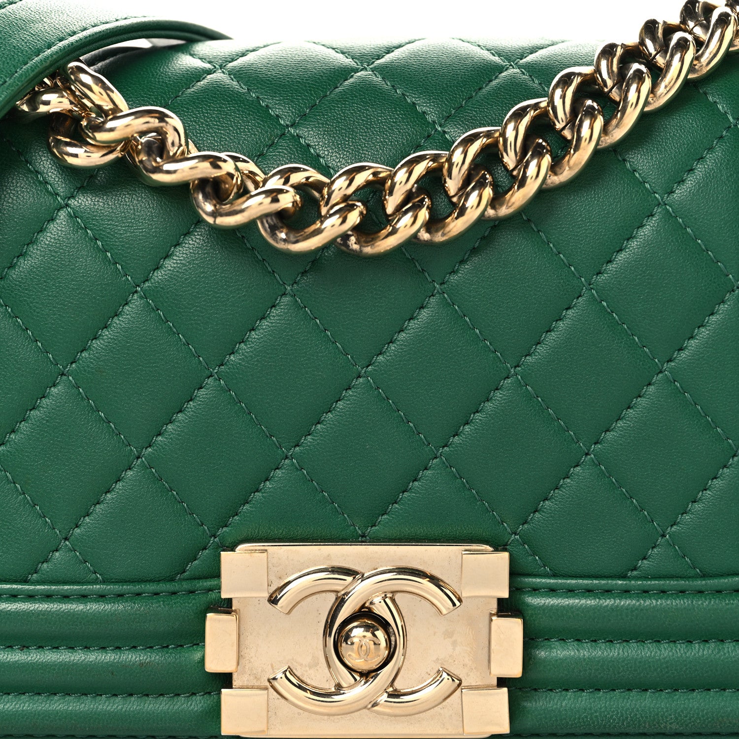 Chanel Lambskin Quilted Small Boy Flap Green 8 of 13