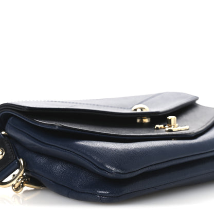 Chanel Sheepskin Chevron Quilted Double Chevron Waist Bag Navy Black 8 of 11