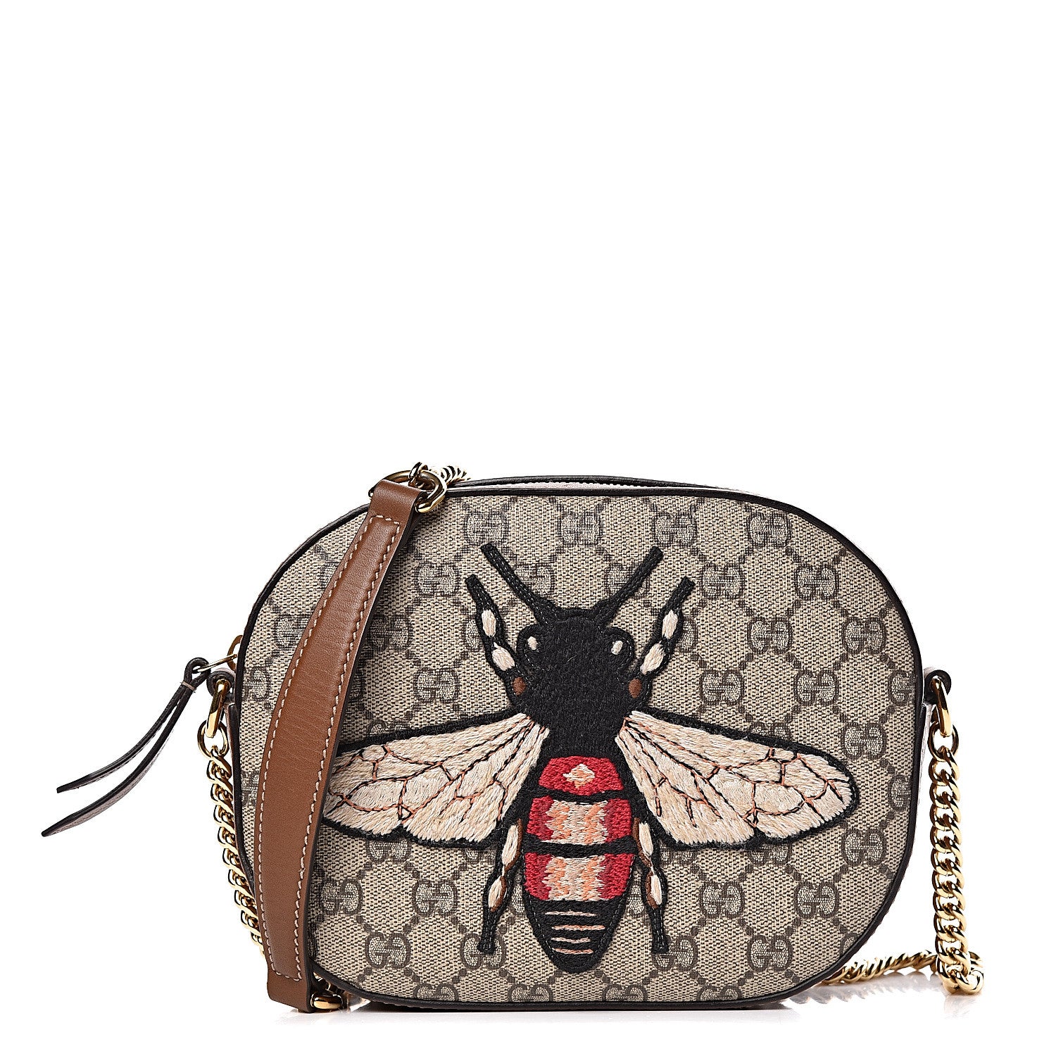 Gucci GG Supreme Monogram Bee Embroidered Mini Chain Shoulder Bag Beige Tuscany 1 of 12
