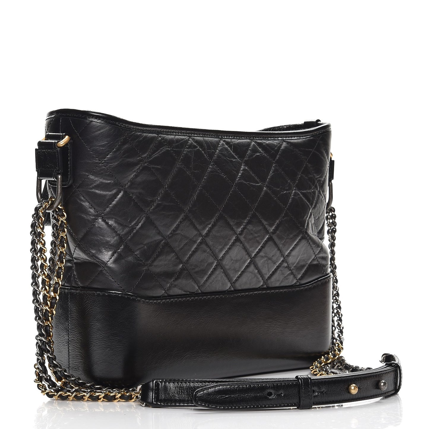 Aged Calfskin Quilted Medium Gabrielle Hobo Black