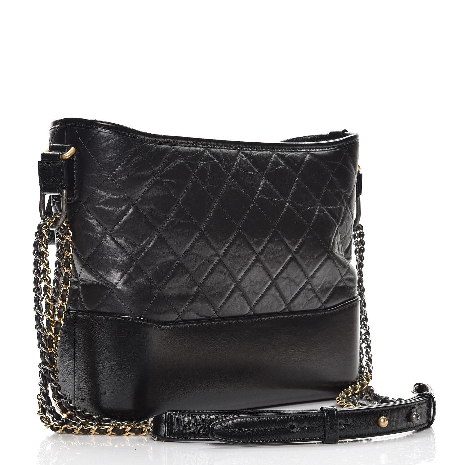 Chanel Aged Calfskin Quilted Medium Gabrielle Hobo Black 3 of 8
