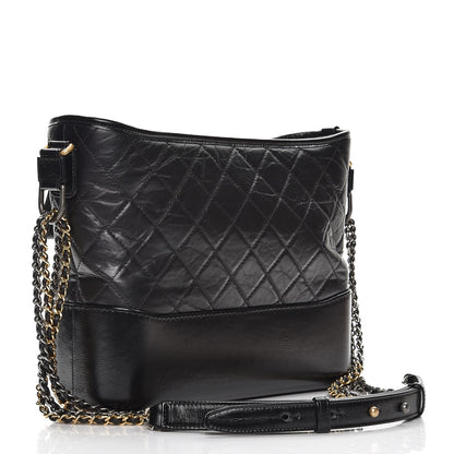 Chanel Aged Calfskin Quilted Medium Gabrielle Hobo Black 3 of 8