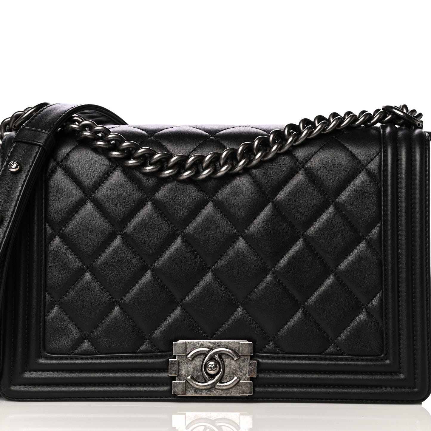 Calfskin Quilted New Medium Boy Flap Black