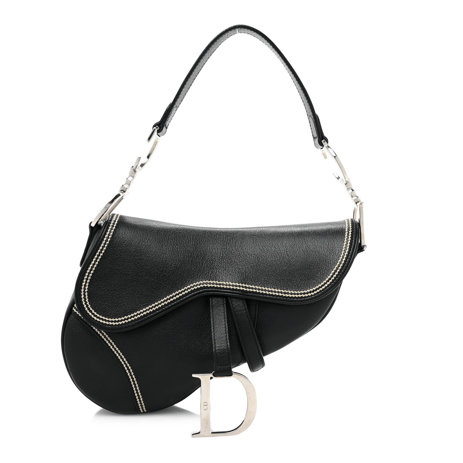 Christian Dior Shiny Goatskin Saddle Bag Black 1 of 9