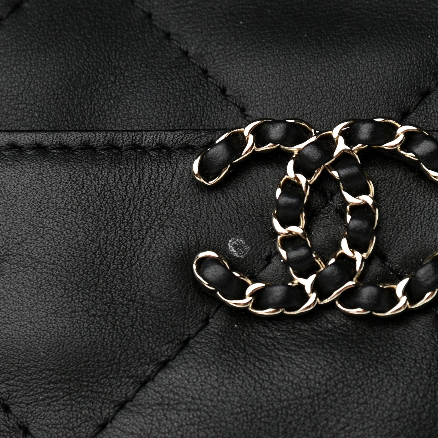 Calfskin Quilted Fringe Small Shopping Bag Black