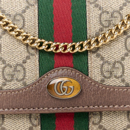 Gucci GG Supreme Monogram Web Ophidia Wallet On Chain Brown 9 of 11