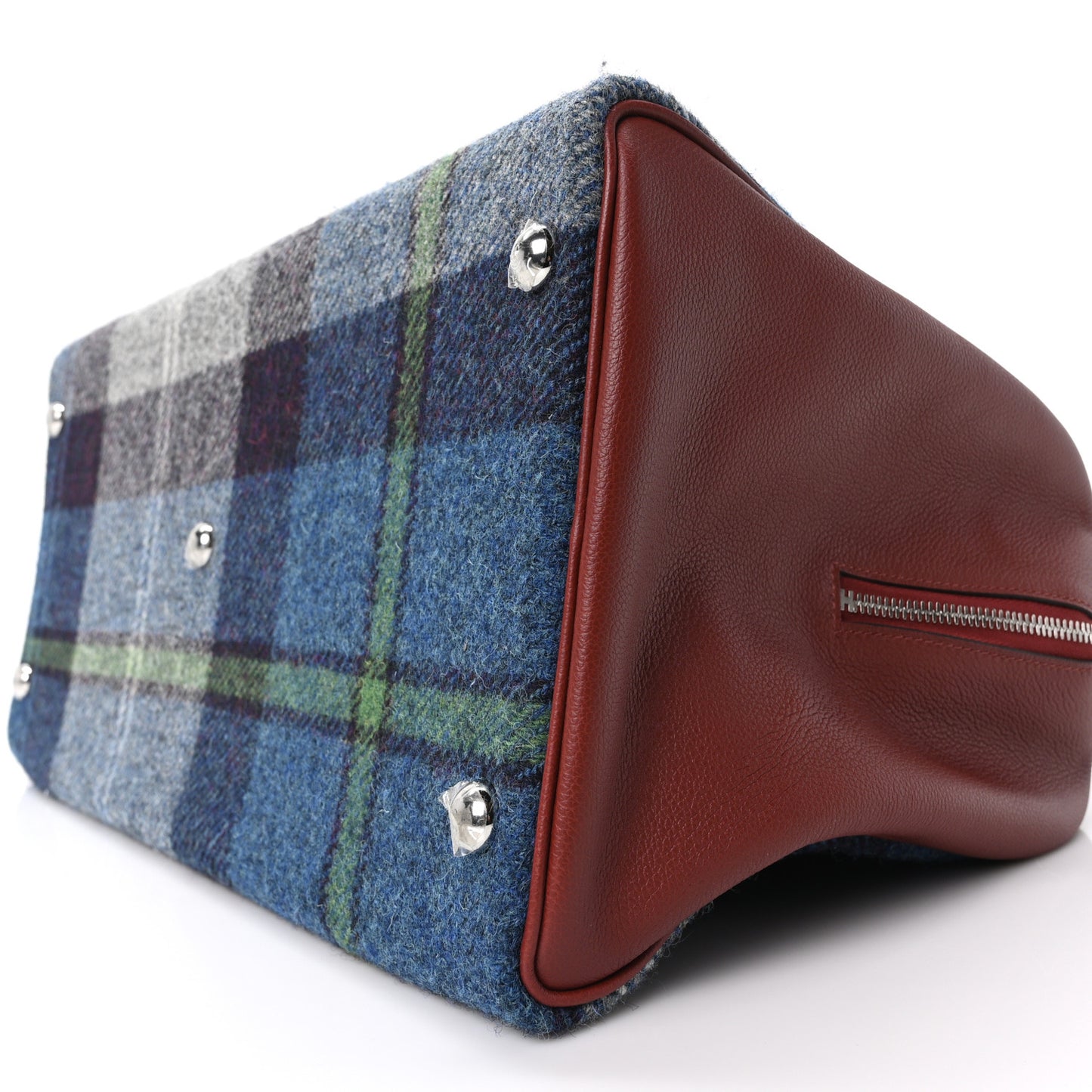 Evercolor Wool Tweed Tartan Galop d'Hermes Fourre Tout 50 Rouge H Bleu De Malte
