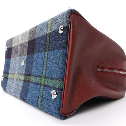 Hermes Evercolor Wool Tweed Tartan Galop d'Hermes Fourre Tout 50 Rouge H Bleu De Malte 8 of 8