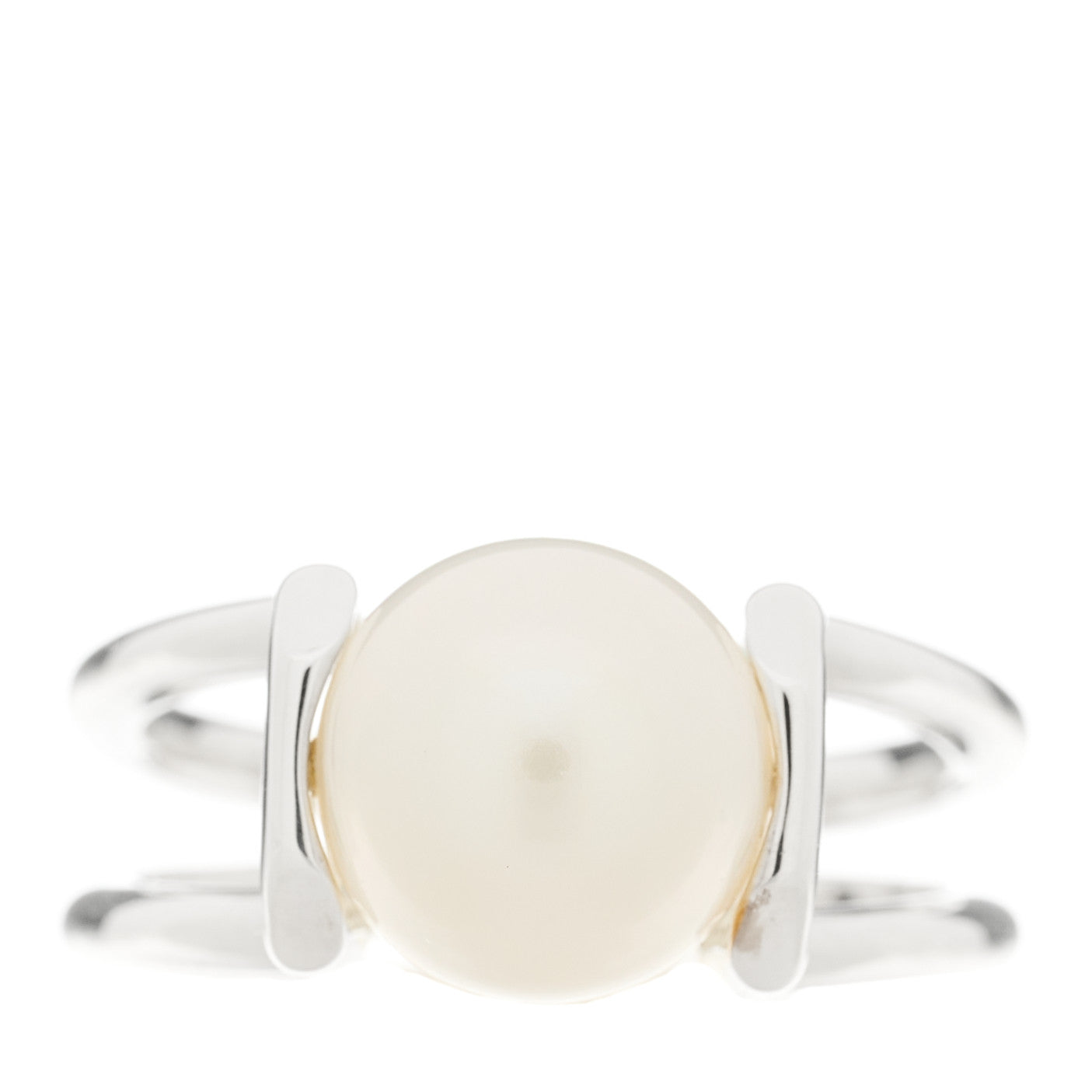 Tiffany Sterling Silver Pearl HardWear Ring 51 5.75 1 of 4