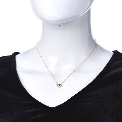 Tiffany 18K Yellow Gold Small Puff Heart Pendant Necklace 2 of 5