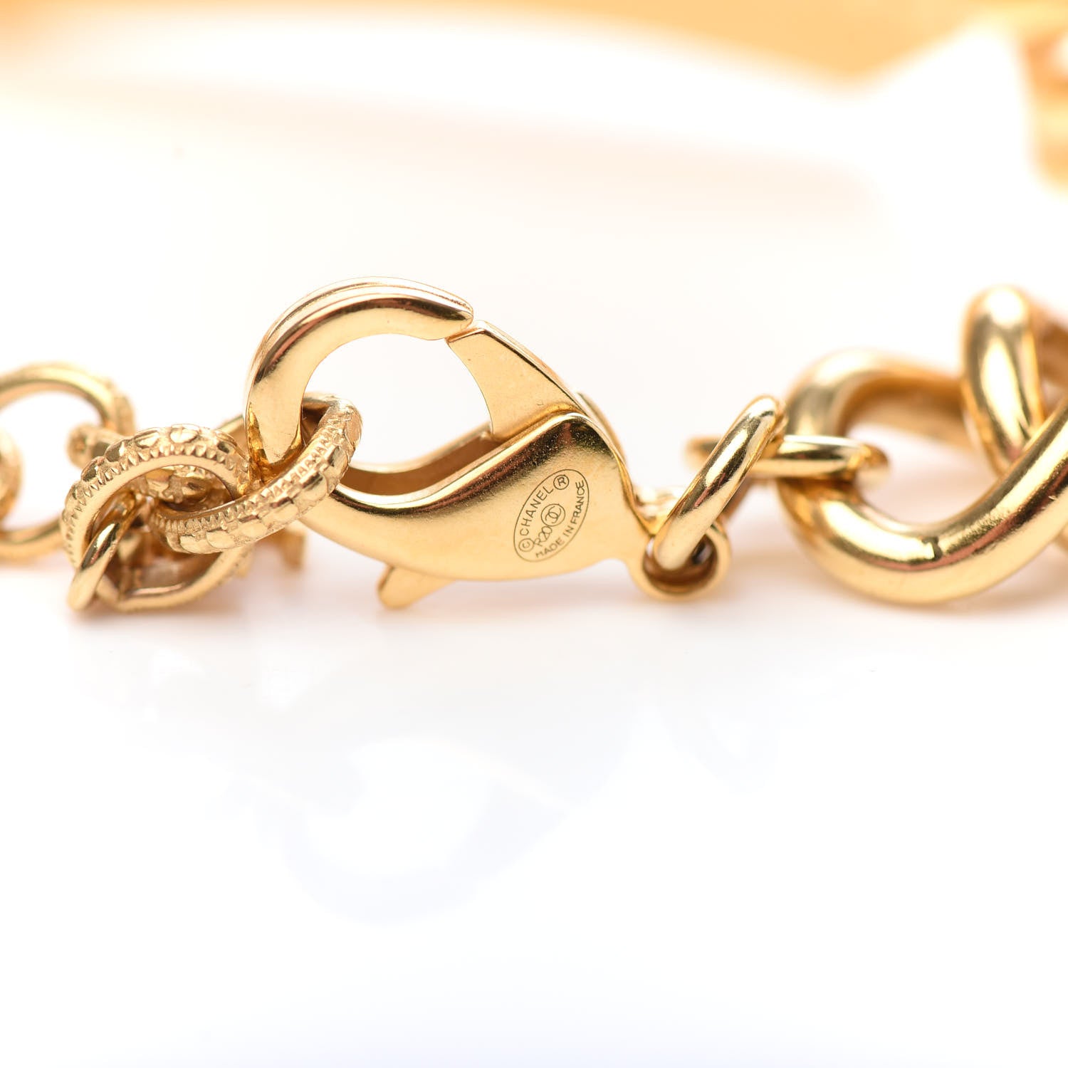Chanel Metal 31 Rue Cambon Paris ID Chain Bracelet Gold 772873