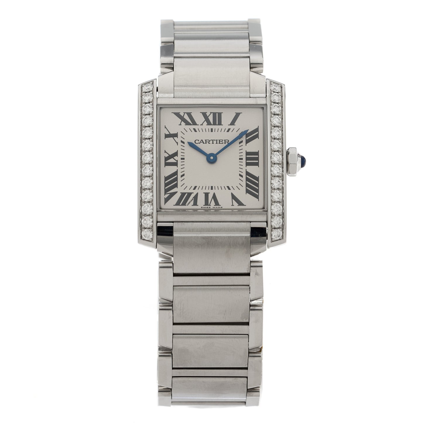 Stainless Steel Diamond Bezel 25mm Tank Francaise Quartz Watch