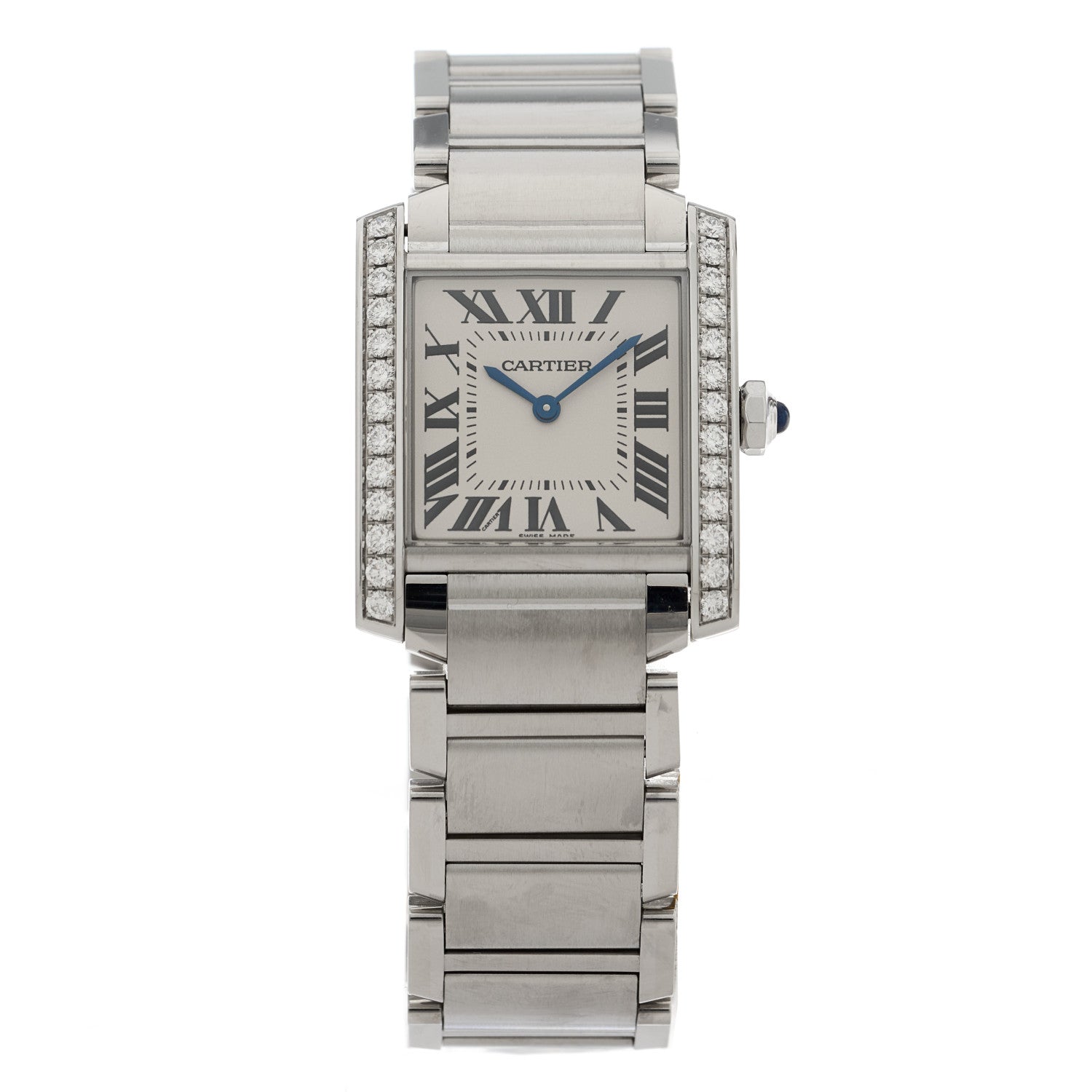 Cartier Stainless Steel Diamond Bezel 25mm Tank Francaise Quartz Watch 1 of 5