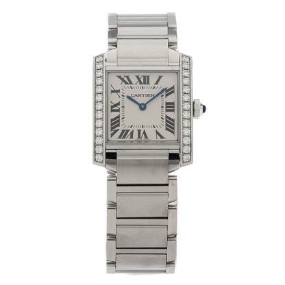 Cartier Stainless Steel Diamond Bezel 25mm Tank Francaise Quartz Watch 1 of 5