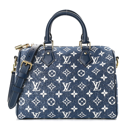 Louis Vuitton Monogram Jacquard Denim Speedy Bandouliere 25 Bleu 1 of 9