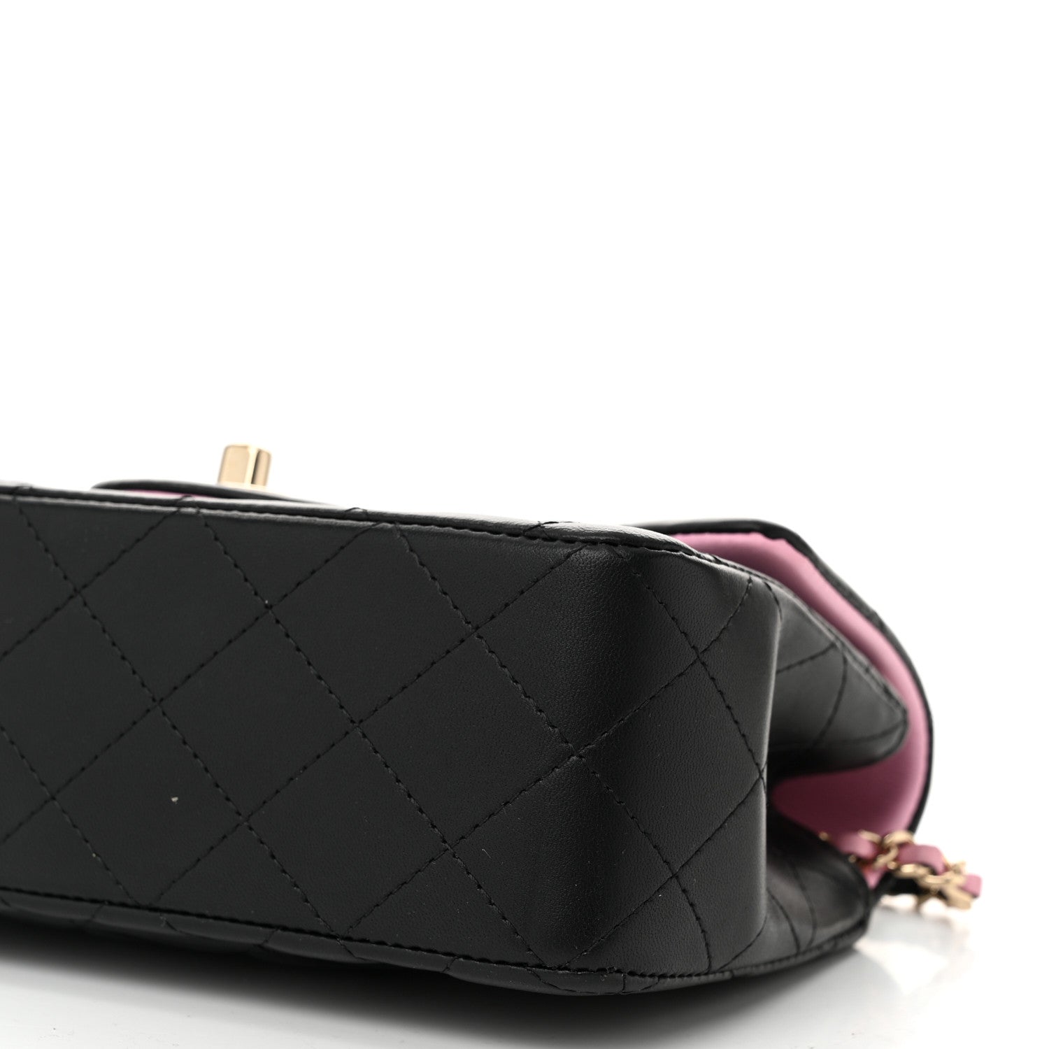 Chanel Lambskin Quilted Bi-Color Mini Top Handle Rectangular Flap Black Lilac 10 of 11