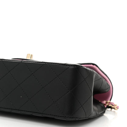 Chanel Lambskin Quilted Bi-Color Mini Top Handle Rectangular Flap Black Lilac 10 of 11