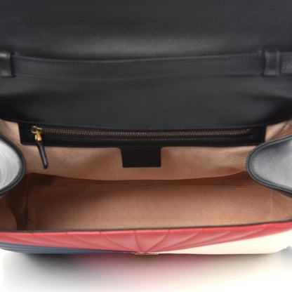 Gucci Calfskin Bamboo Trapuntata Queen Margaret Top Handle Bag Blue Agata Hibiscus Red Mystic White Sugar Pink 6 of 12