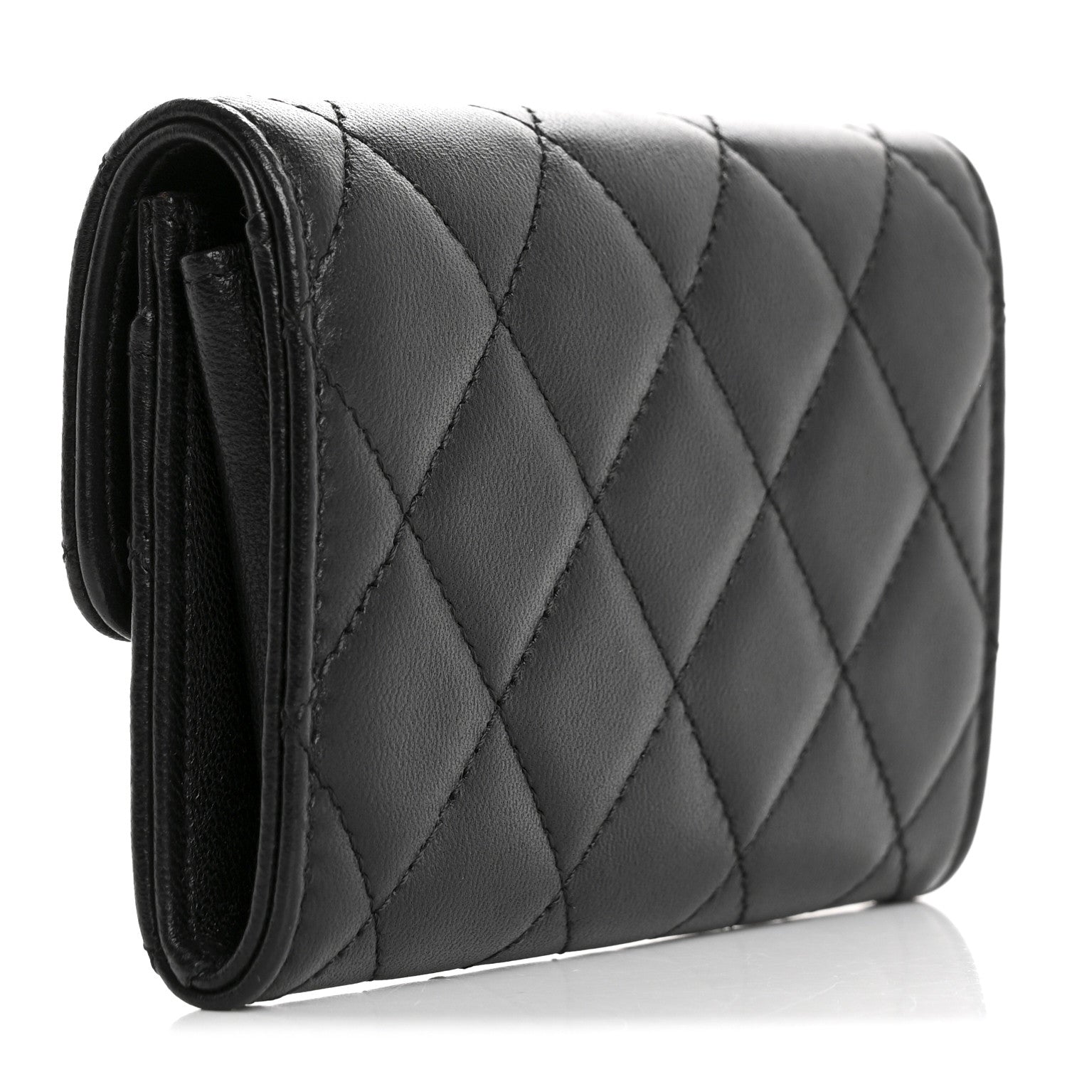 Chanel Lambskin Quilted Flap Card Holder Wallet Black 3 of 12