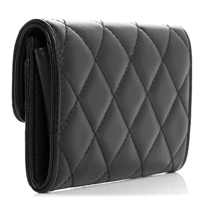 Chanel Lambskin Quilted Flap Card Holder Wallet Black 3 of 12