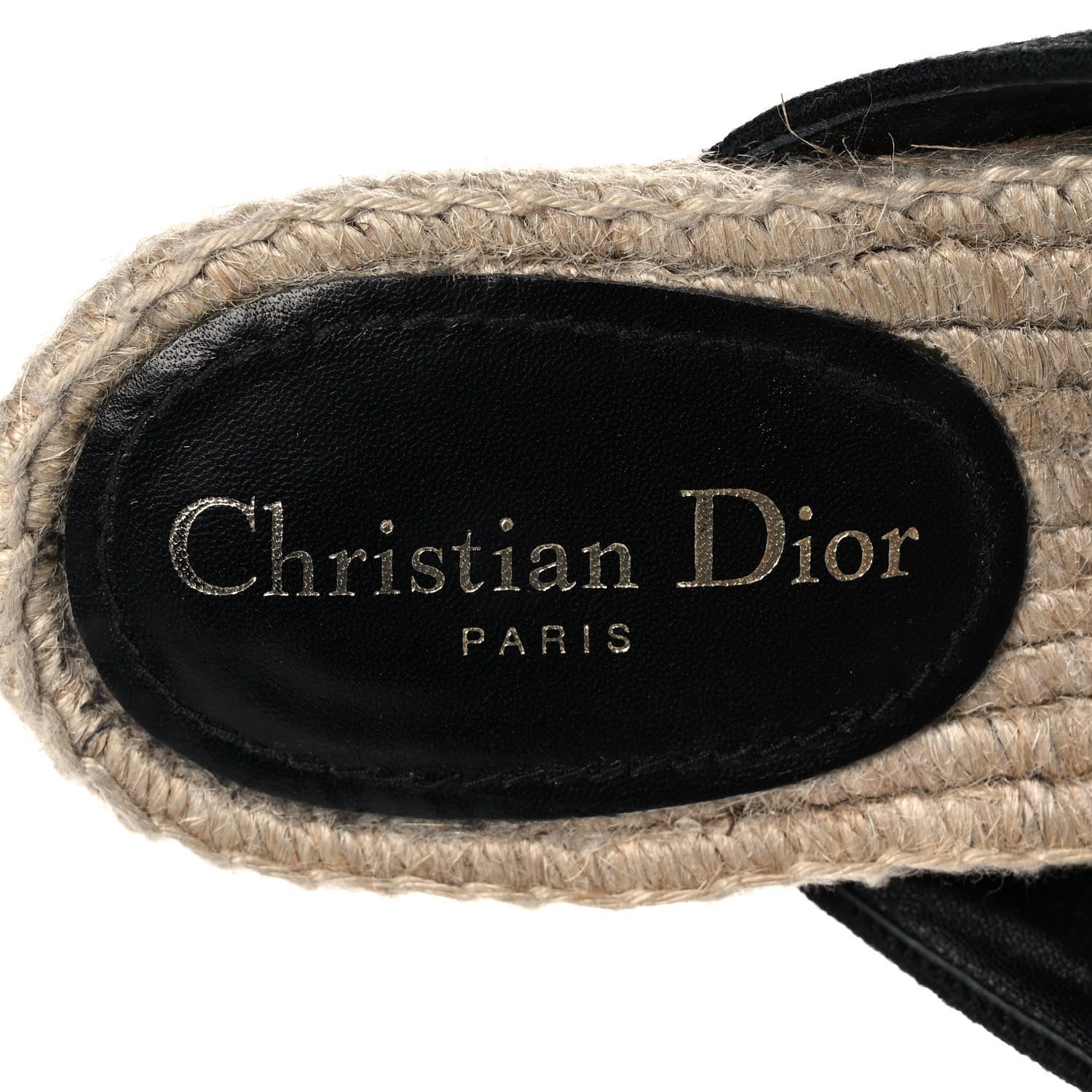 Christian Dior Canvas Embroidered Granville Espadrille Crisscross Flat Slide Sandals 37.5 Black 7 of 11