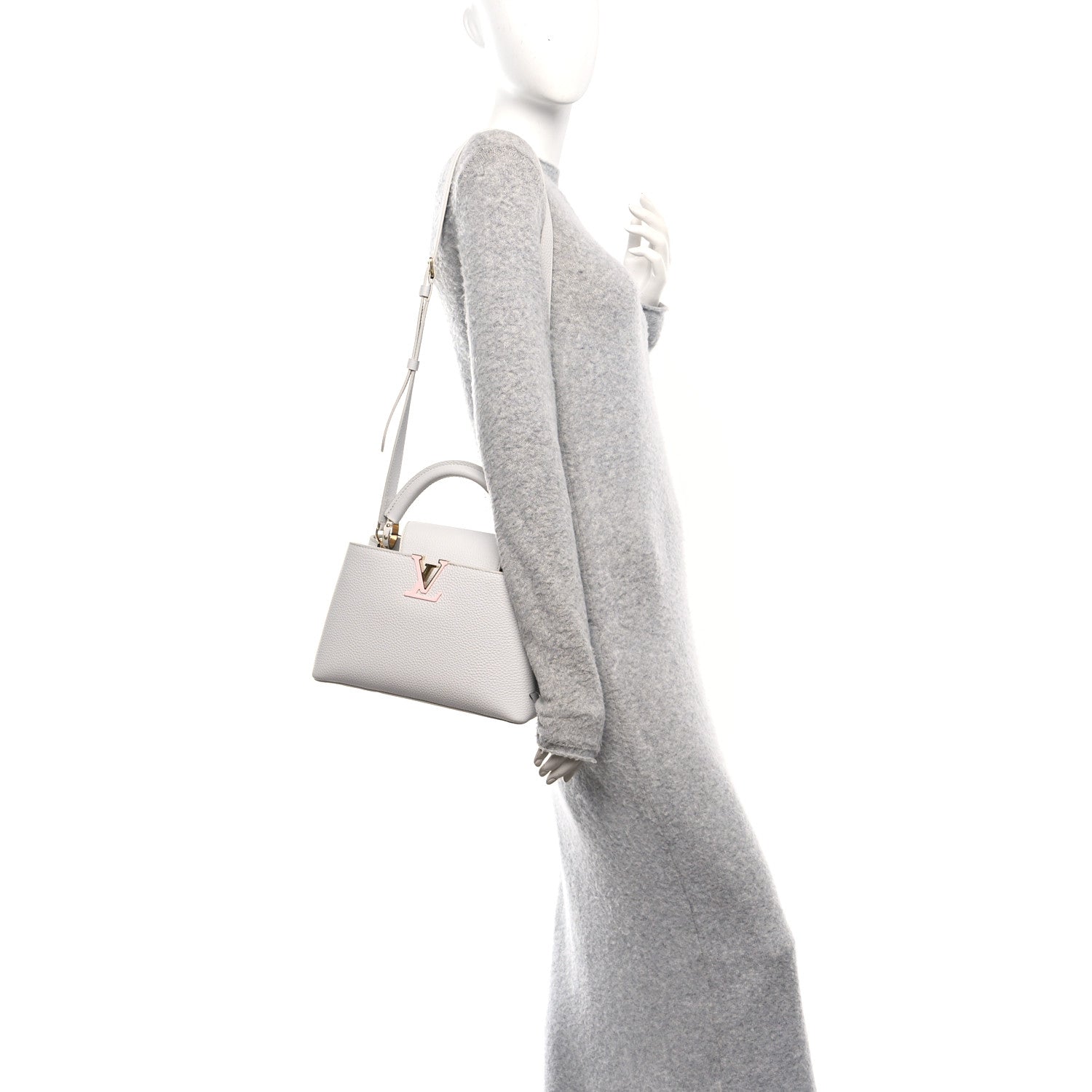 Louis Vuitton Taurillon Enamel Flower Padlock Chain Capucines BB Silver Sea 2 of 9