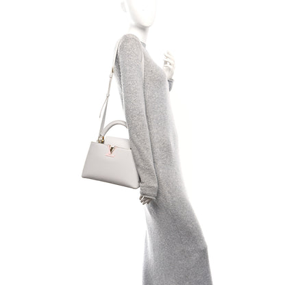 Louis Vuitton Taurillon Enamel Flower Padlock Chain Capucines BB Silver Sea 2 of 9