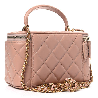 Chanel Lambskin Quilted Small Top Handle Vanity Case With Chain Beige 2 of 4