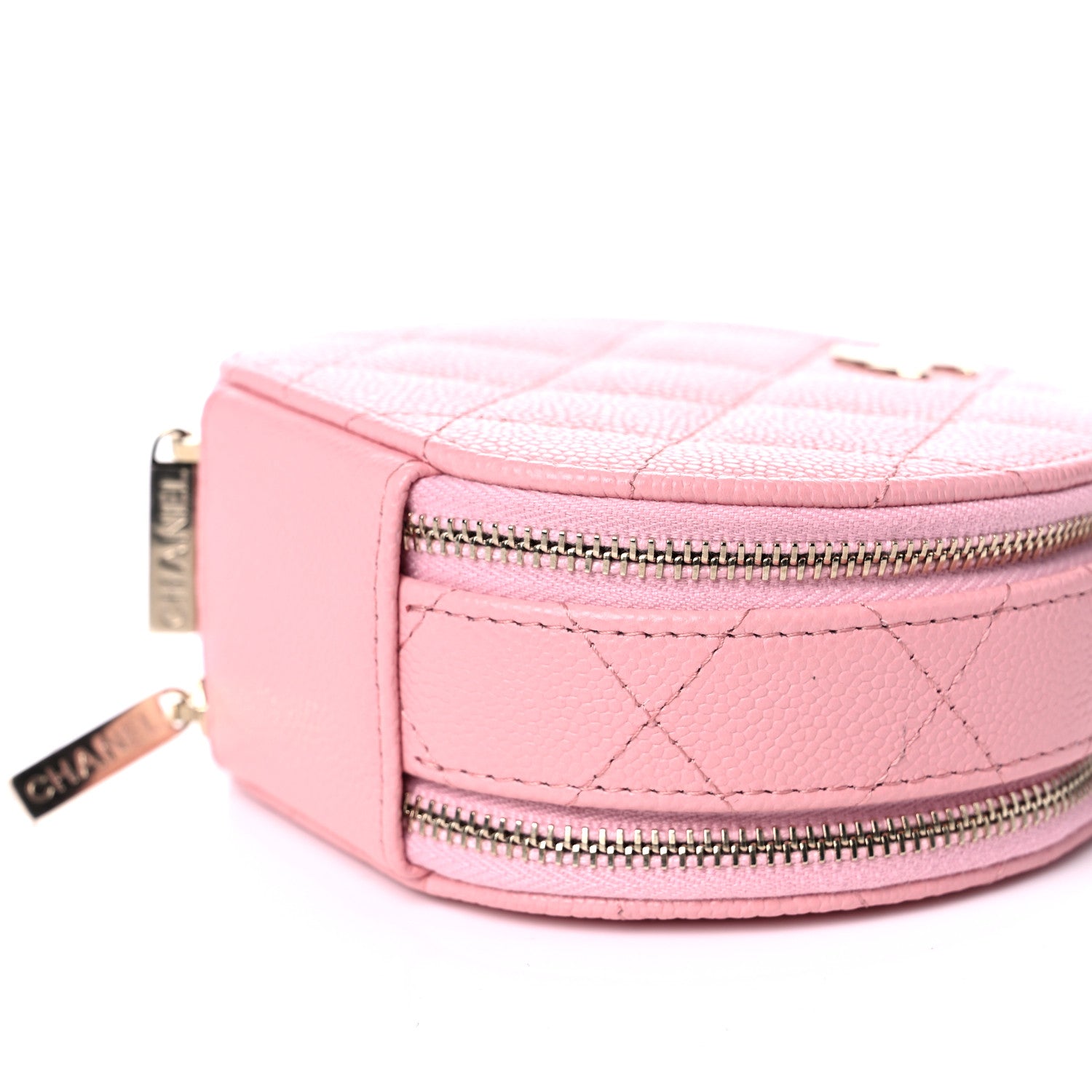 Chanel Caviar Quilted Round Handle With Care Vanity With Chain Pink 10 of 12