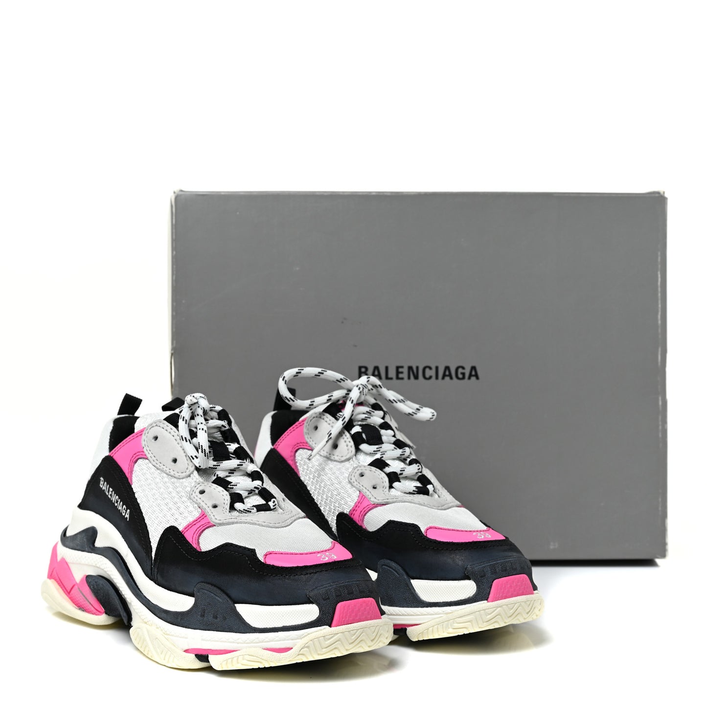 Fabric Mesh Womens Triple S Sneakers 39 Fluo Pink Grey White
