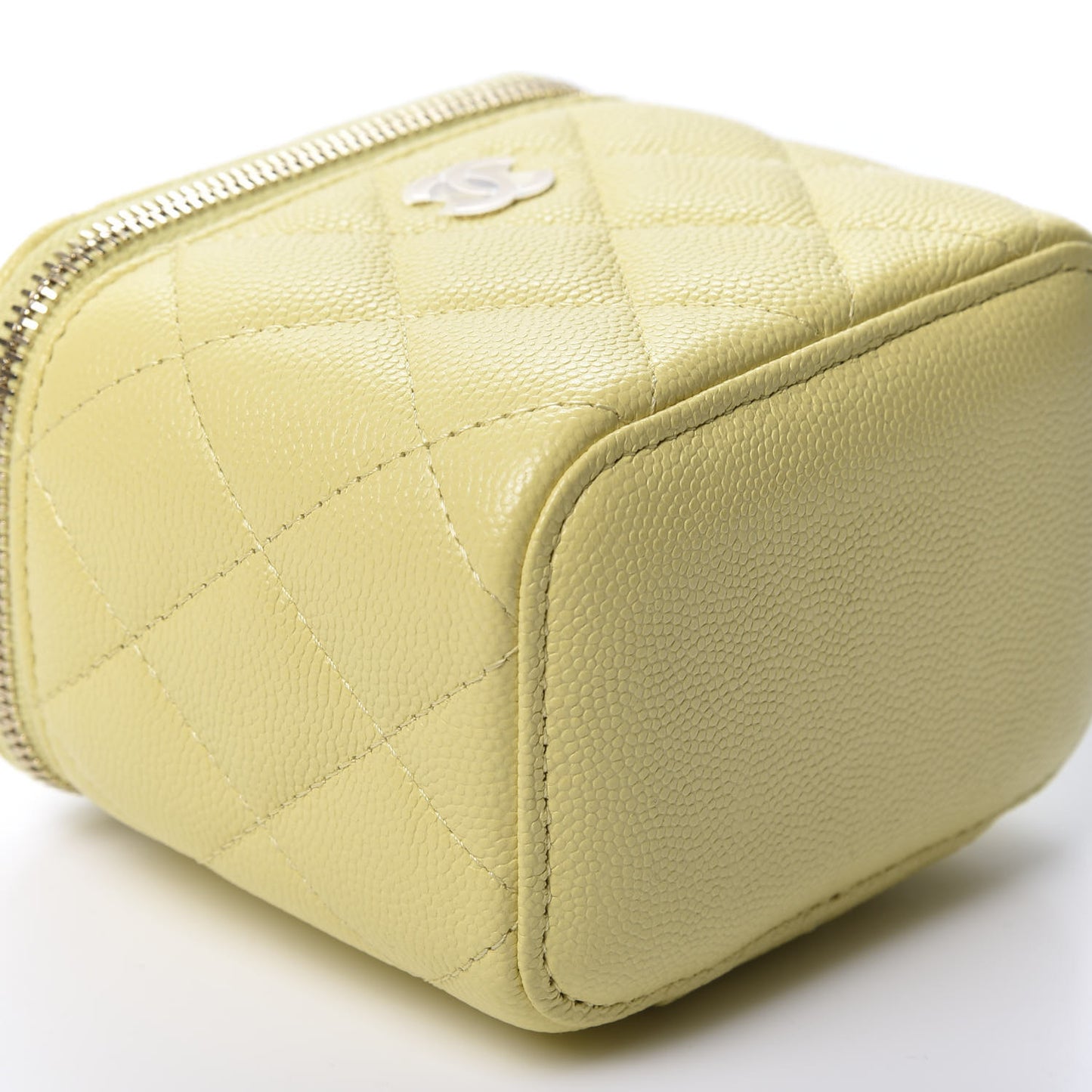 Caviar Quilted Mini Vanity Case With Chain Yellow