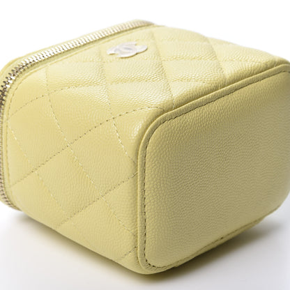 Chanel Caviar Quilted Mini Vanity Case With Chain Yellow 5 of 9