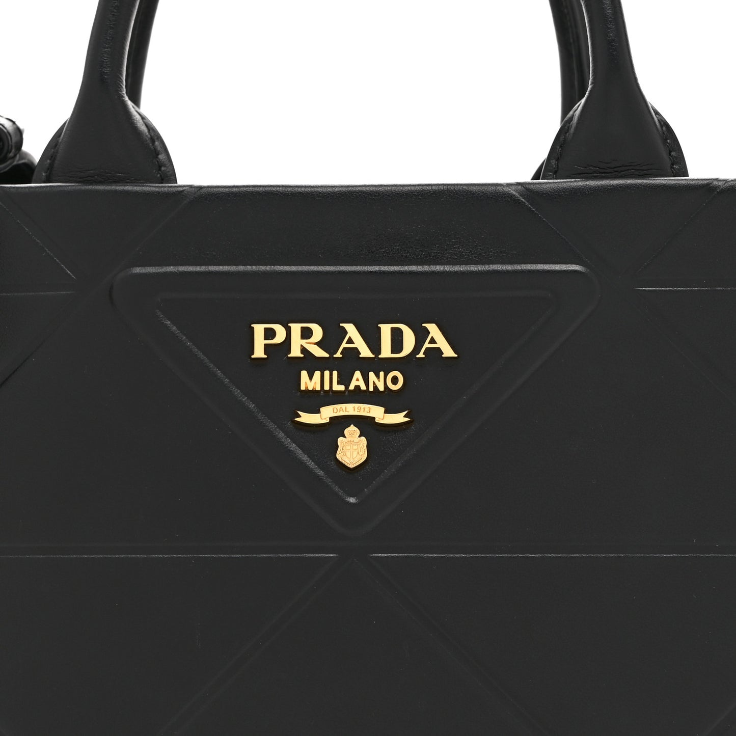 Soft Calfskin Triangolo Symbole Embossed Mini Tote Black