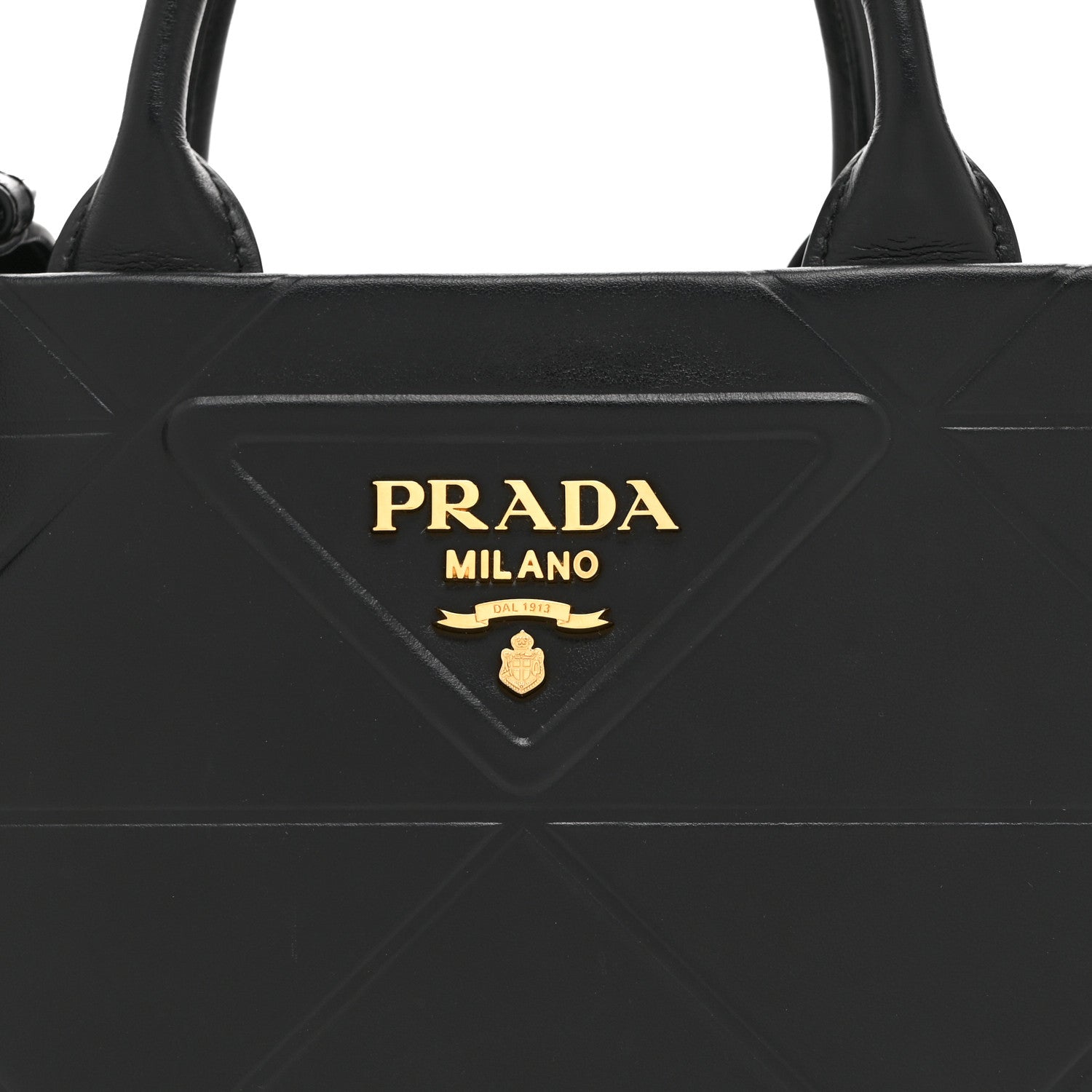 Prada Soft Calfskin Triangolo Symbole Embossed Mini Tote Black 8 of 10