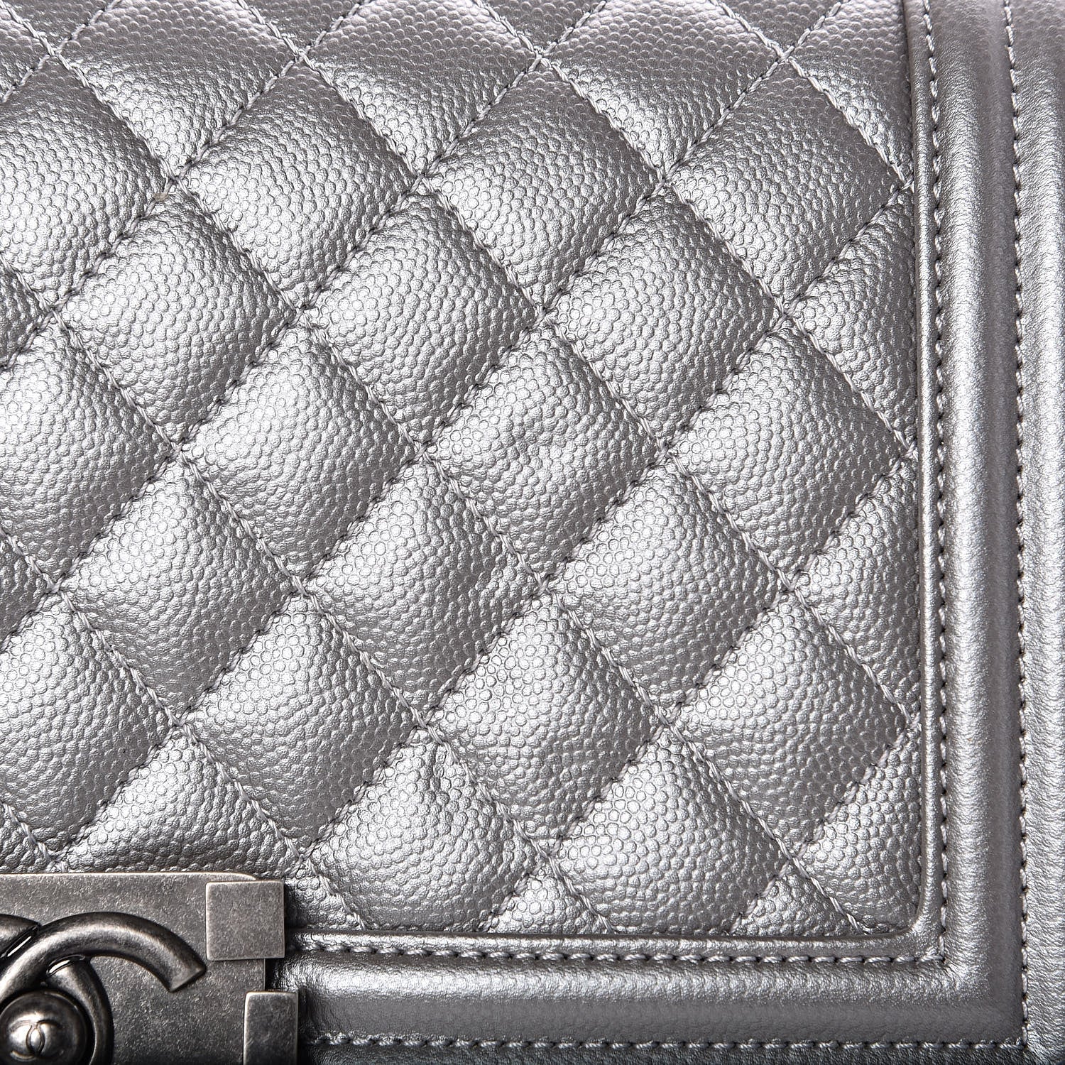 Chanel Metallic Caviar Quilted Medium Boy Flap Silver 15 of 15