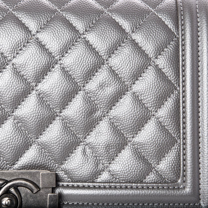 Chanel Metallic Caviar Quilted Medium Boy Flap Silver 15 of 15