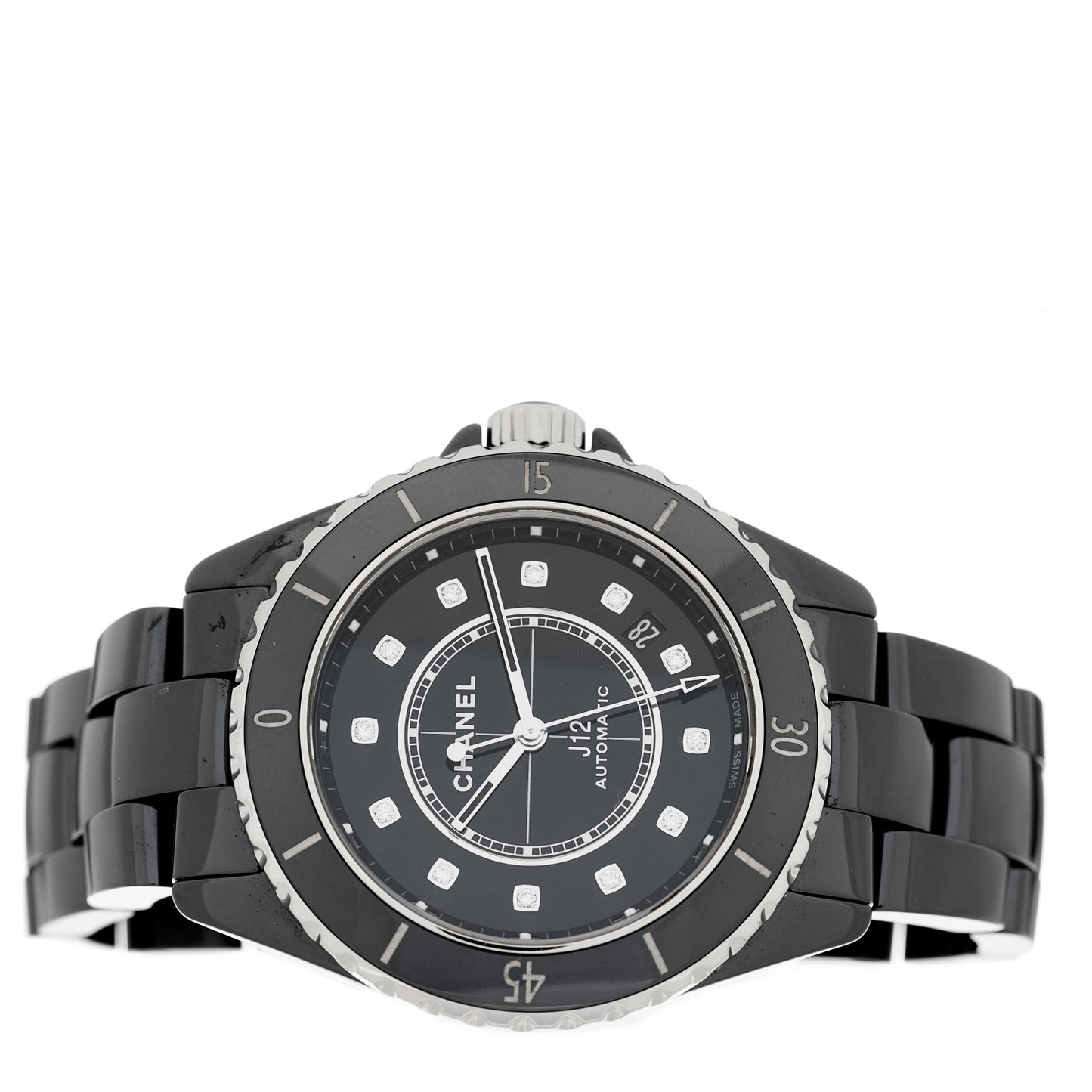 Stainless Steel Ceramic Diamond 38mm J12 Automatic Watch Black