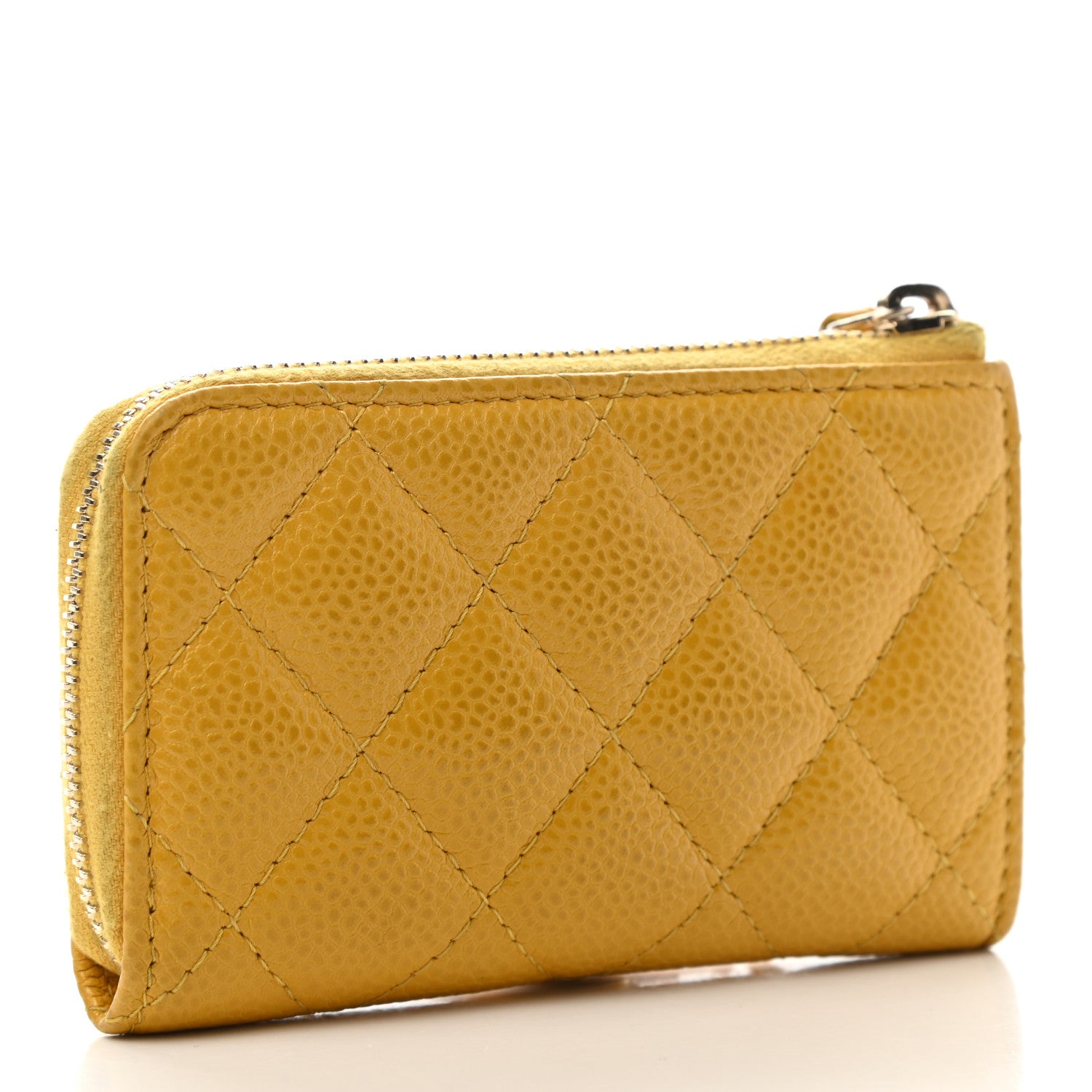 Chanel Caviar Quilted Key Holder Case Yellow 3 of 9